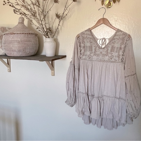 🔶 Free People Much Love tunic dress, balloon sleeves, embroidery size XS 🔶 - Picture 6 of 11